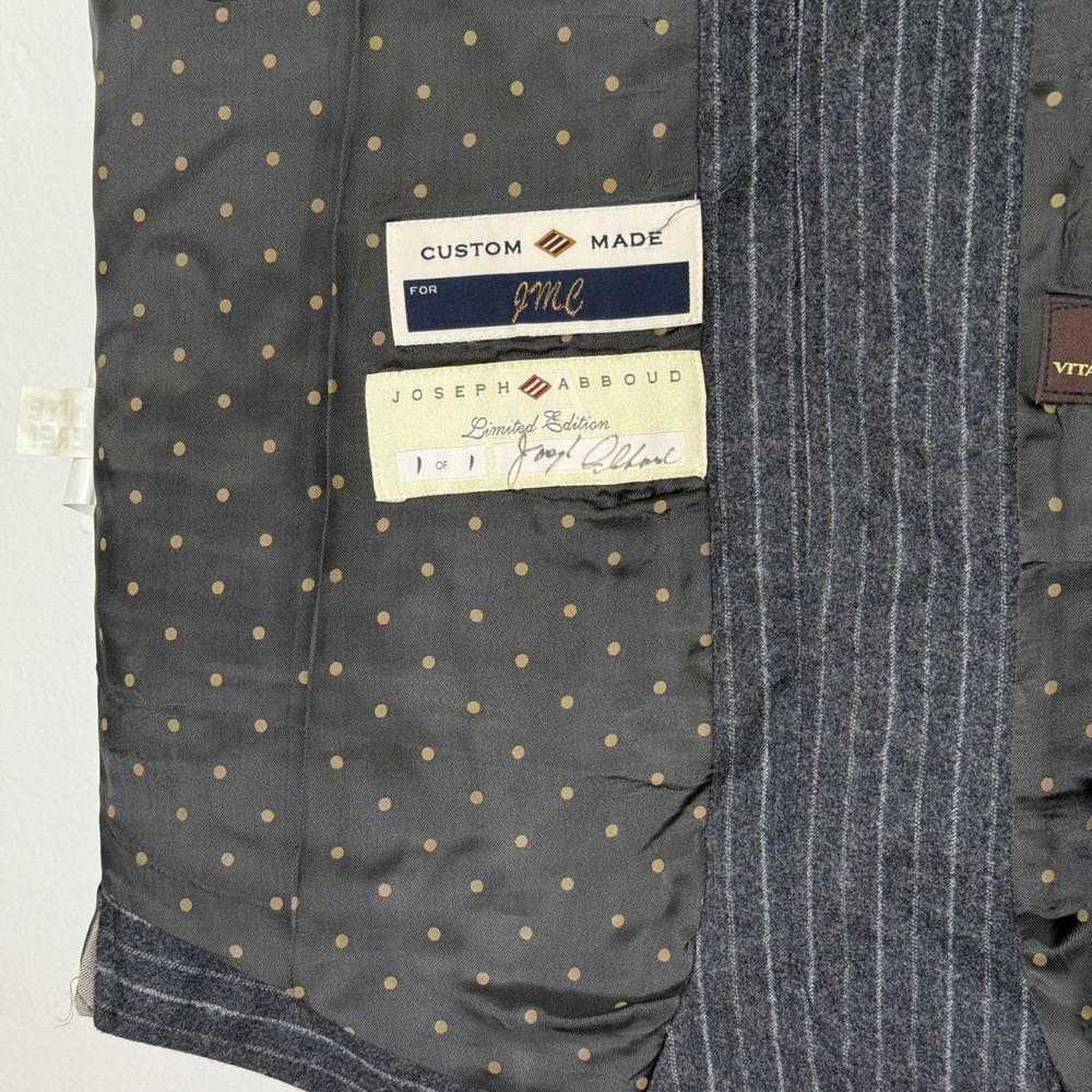 Custom Joseph Abboud Charcoal Pinstripe Vest Limited Edition Signed - Picture 6 of 8